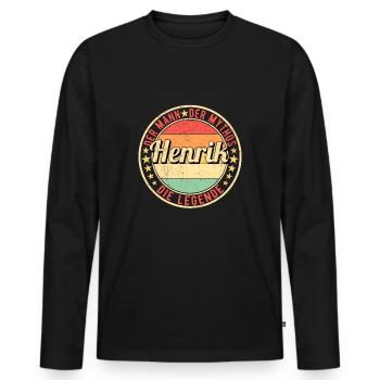 Henrik Der Mann Der Mythos Die Legende - Männer Premium Bio Langarmshirt - Schwarz - Vorne - Nico (187cm)