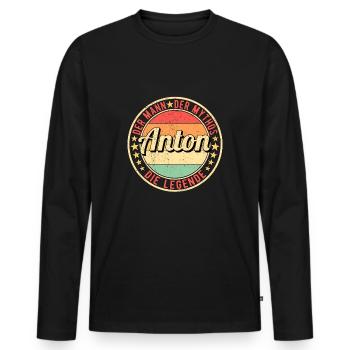Anton Der Mann Der Mythos Die Legende - Männer Premium Bio Langarmshirt - Schwarz - Vorne - Nico (187cm)