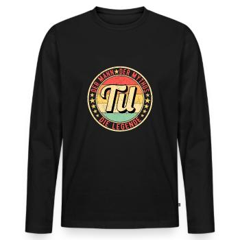Til Der Mann Der Mythos Die Legende - Männer Premium Bio Langarmshirt - Schwarz - Vorne - Nico (187cm)