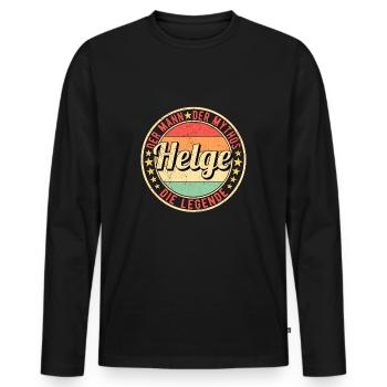 Helge Der Mann Der Mythos Die Legende - Männer Premium Bio Langarmshirt - Schwarz - Vorne - Nico (187cm)