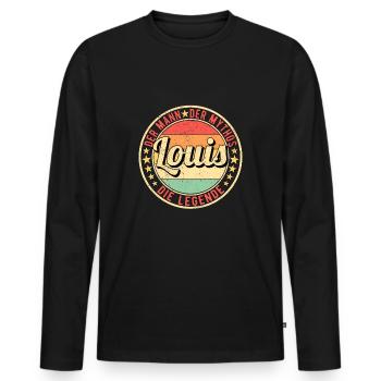 Louis Der Mann Der Mythos Die Legende - Männer Premium Bio Langarmshirt - Schwarz - Vorne - Nico (187cm)