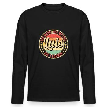 Luis Der Mann Der Mythos Die Legende - Männer Premium Bio Langarmshirt - Schwarz - Vorne - Nico (187cm)