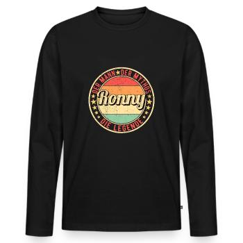 Ronny Der Mann Der Mythos Die Legende - Männer Premium Bio Langarmshirt - Schwarz - Vorne - Nico (187cm)