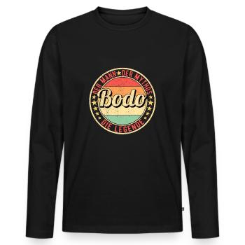 Bodo Der Mann Der Mythos Die Legende - Männer Premium Bio Langarmshirt - Schwarz - Vorne - Nico (187cm)