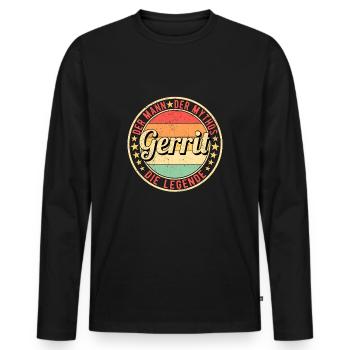 Gerrit Der Mann Der Mythos Die Legende - Männer Premium Bio Langarmshirt - Schwarz - Vorne - Nico (187cm)