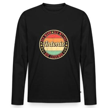 Antonio Der Mann Der Mythos Die Legende - Männer Premium Bio Langarmshirt - Schwarz - Vorne - Nico (187cm)