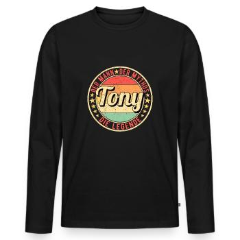 Tony Der Mann Der Mythos Die Legende - Männer Premium Bio Langarmshirt - Schwarz - Vorne - Nico (187cm)