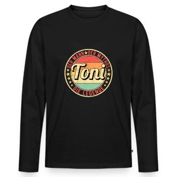 Toni Der Mann Der Mythos Die Legende - Männer Premium Bio Langarmshirt - Schwarz - Vorne - Nico (187cm)
