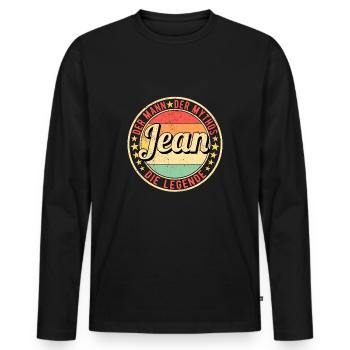 Jean Der Mann Der Mythos Die Legende - Männer Premium Bio Langarmshirt - Schwarz - Vorne - Nico (187cm)