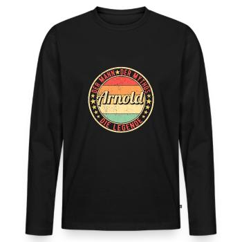 Arnold Der Mann Der Mythos Die Legende - Männer Premium Bio Langarmshirt - Schwarz - Vorne - Nico (187cm)