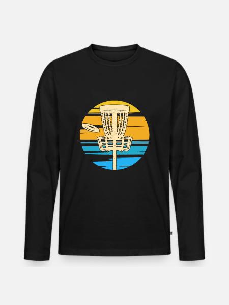 Disc Golf Sunset - Men's Premium Organic Long Sleeve Shirt - black
