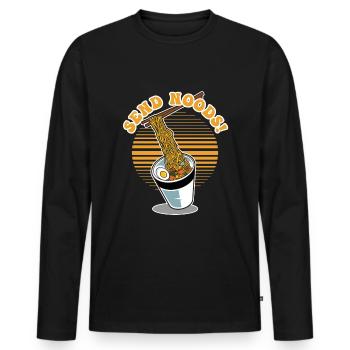 Ramen Noodles Send Noods - Men's Premium Organic Long Sleeve Shirt - black - Front - Nico (187cm)