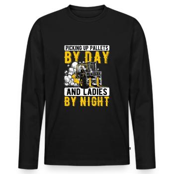 Staplerfahrer Gabelstapler Gabelstaplerfahrer - Männer Premium Bio Langarmshirt - Schwarz - Vorne - Nico (187cm)
