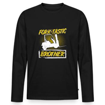 Conducteur de chariot élévateur Fourche Fourche-Tastic Brother - T-shirt manches longues Premium bio Homme - noir - Devant - Nico (187cm)