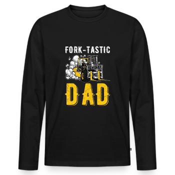 Forklift Driver Forklift Fork-Tastic - Men's Premium Organic Long Sleeve Shirt - black - Front - Nico (187cm)