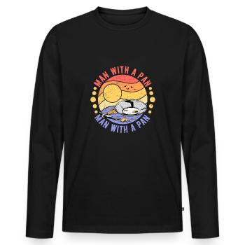 Prospecteur d’or Prospecteur d’or Chercheur d’or Homme avec une casserole - T-shirt manches longues Premium bio Homme - noir - Devant - Nico (187cm)