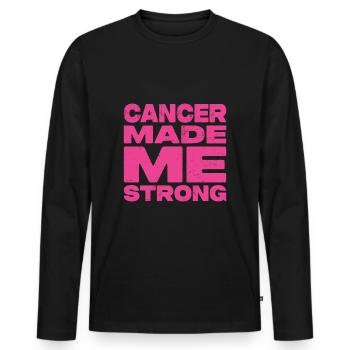 Le cancer m’a rendu fort - Dicton anticancéreux - T-shirt manches longues Premium bio Homme - noir - Devant - Nico (187cm)