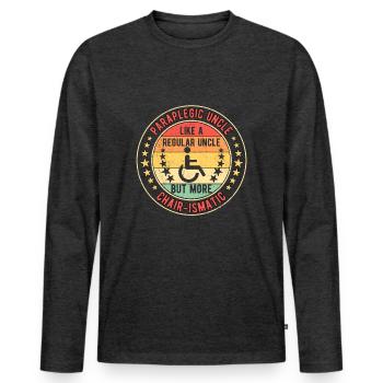 Rollifahrer Rollstuhlfahrer Onkel - Männer Premium Bio Langarmshirt - Anthrazit meliert - Vorne - Nico (187cm)
