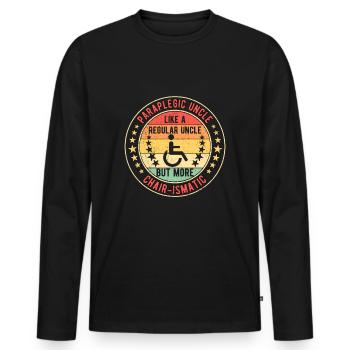 Rollifahrer Rollstuhlfahrer Onkel - Männer Premium Bio Langarmshirt - Schwarz - Vorne - Nico (187cm)