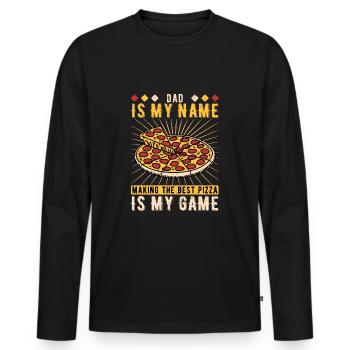 Pizzaïolo Père Pizzaiolo - T-shirt manches longues Premium bio Homme - noir - Devant - Nico (187cm)
