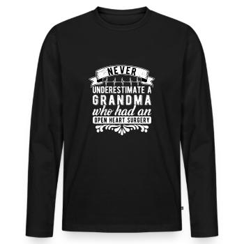 Heart Surgery Grandma Heart Transplant Recovery - Men's Premium Organic Long Sleeve Shirt - black - Front - Nico (187cm)