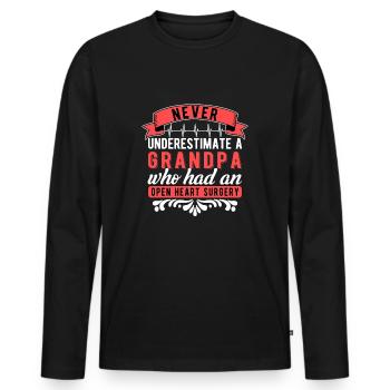 Heart Surgery Grandpa Heart Transplant Recovery - Men's Premium Organic Long Sleeve Shirt - black - Front - Nico (187cm)