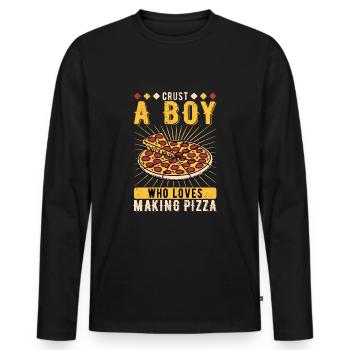 Pizza Maker Pizzaiolo Crust A Boy - Men's Premium Organic Long Sleeve Shirt - black - Front - Nico (187cm)
