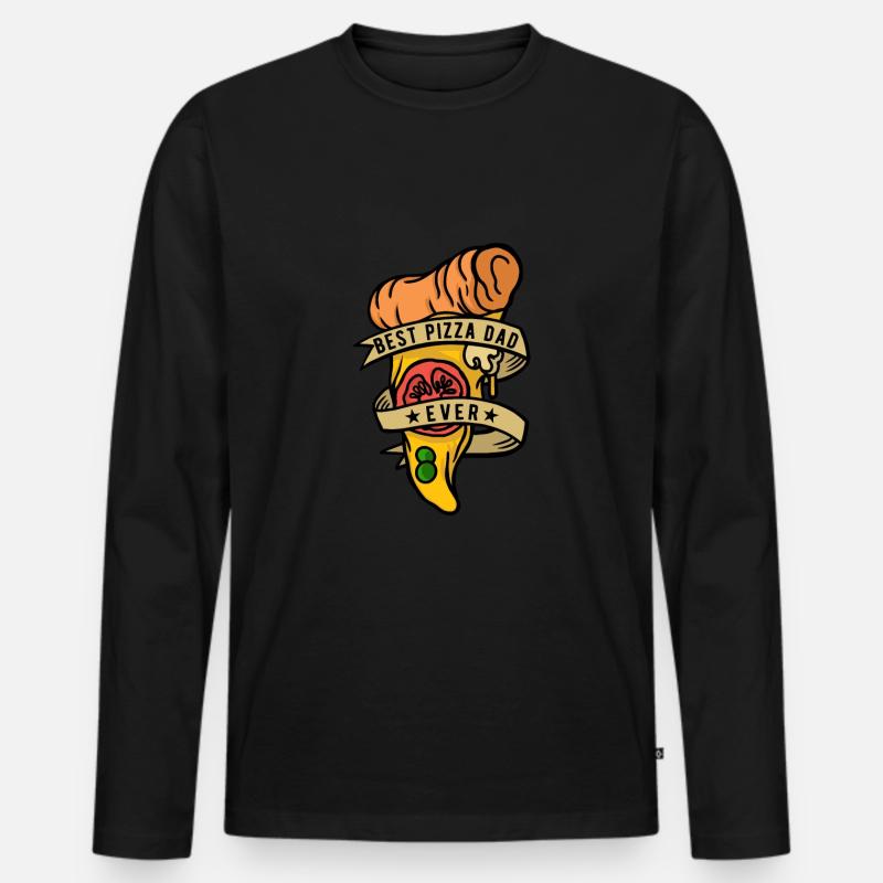 Pizzabäcker Vater Papa Pizzaiolo - Männer Premium Bio Langarmshirt - Schwarz