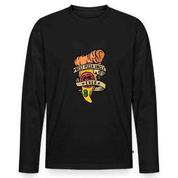 Pizza boulanger Oncle Pizzaiolo - T-shirt manches longues Premium bio Homme - noir - Devant - Nico (187cm)