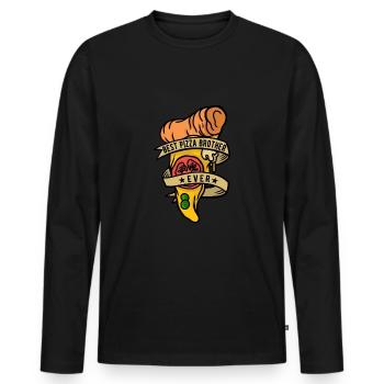 Pizza boulanger Brother Pizzaiolo - T-shirt manches longues Premium bio Homme - noir - Devant - Nico (187cm)