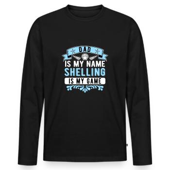 Père collectionneur de coquillages - T-shirt manches longues Premium bio Homme - noir - Devant - Nico (187cm)