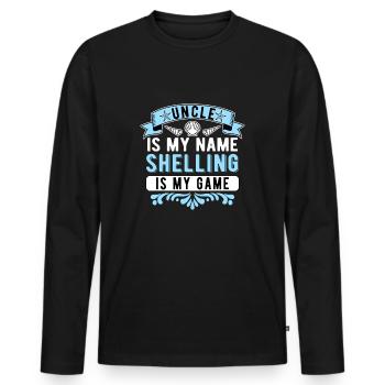 Collecteur de coquillages Oncle - T-shirt manches longues Premium bio Homme - noir - Devant - Nico (187cm)