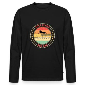 Dock Diving Dog Dad Dock Jumping Hund - Men's Premium Organic Long Sleeve Shirt - black - Front - Nico (187cm)