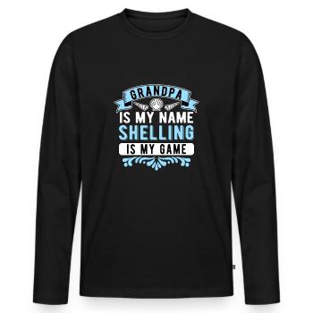 Grand-père collectionneur de coquillages - T-shirt manches longues Premium bio Homme - noir - Devant - Nico (187cm)