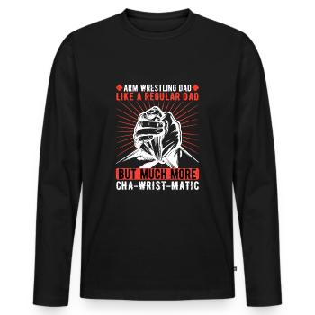 Bras de fer bras de fer père - T-shirt manches longues Premium bio Homme - noir - Devant - Nico (187cm)