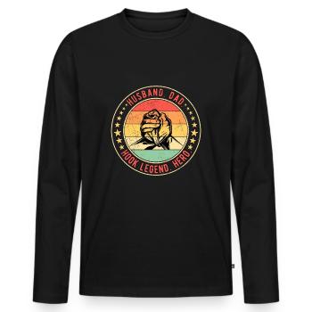 Bras de fer bras de fer père - T-shirt manches longues Premium bio Homme - noir - Devant - Nico (187cm)