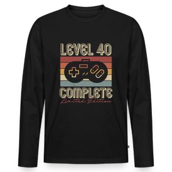 40th Birthday 40th Anniversary Retro Gift - Men's Premium Organic Long Sleeve Shirt - black - Front - Nico (187cm)