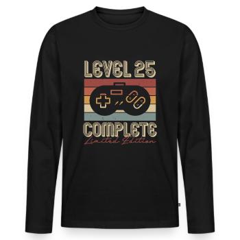25 Anniversaire 25 ans Cadeau rétro - T-shirt manches longues Premium bio Homme - noir - Devant - Nico (187cm)