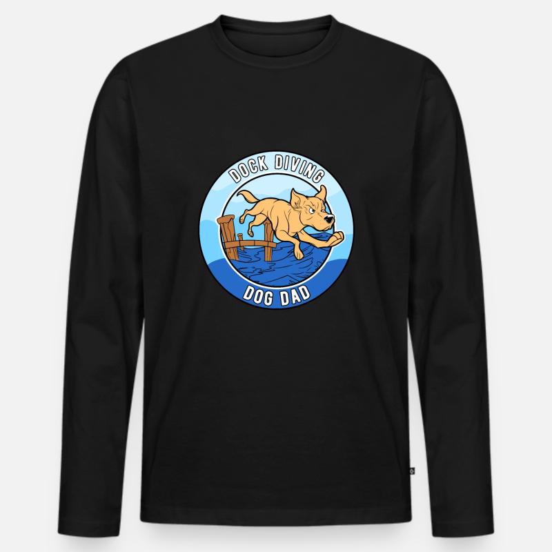 Dock Diving Dog Dad - Männer Premium Bio Langarmshirt - Schwarz