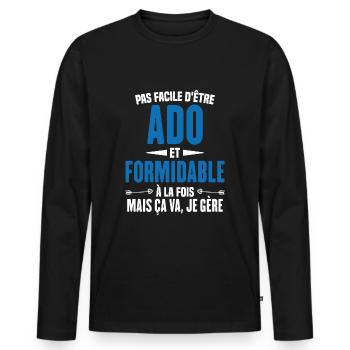 Pas Facile d'Être Ado Et Formidable À La Fois - T-shirt manches longues Premium bio Homme - noir - Devant - Nico (187cm)
