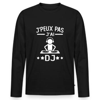 JE PEUX PAS J'AI DJ cadeau humour mix - T-shirt manches longues Premium bio Homme - noir - Devant - Nico (187cm)
