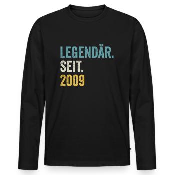 14 Jahre Legendär Seit 2009 14. Geburtstag - Männer Premium Bio Langarmshirt - Schwarz - Vorne - Nico (187cm)