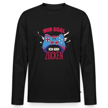 Gamer Gaming Mir Egal Ich Geh Zocken Geschenkidee - Männer Premium Bio Langarmshirt - Schwarz - Vorne - Nico (187cm)