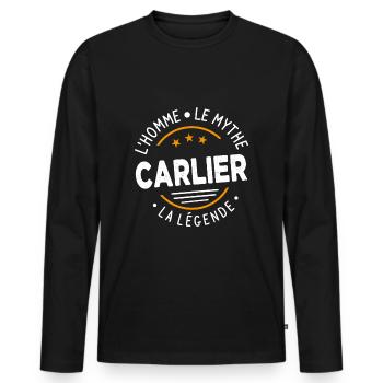 Carlier The Man The Myth The Legend - Men's Premium Organic Long Sleeve Shirt - black - Front - Nico (187cm)