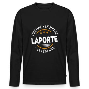 Laporte The Man The Myth The Legend - Men's Premium Organic Long Sleeve Shirt - black - Front - Nico (187cm)