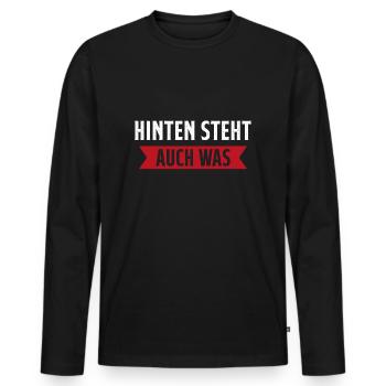 Hinten steht auch was - Männer Premium Bio Langarmshirt - Schwarz - Vorne - Nico (187cm)