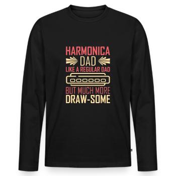 Mundharmonika Mundharmonikaspieler Vater - Männer Premium Bio Langarmshirt - Schwarz - Vorne - Nico (187cm)