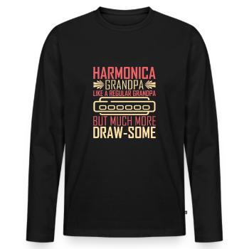 Mundharmonika Mundharmonikaspieler Opa - Männer Premium Bio Langarmshirt - Schwarz - Vorne - Nico (187cm)