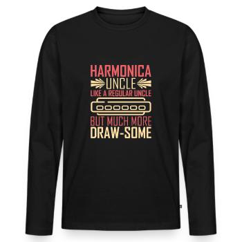 Mundharmonika Mundharmonikaspieler Onkel - Männer Premium Bio Langarmshirt - Schwarz - Vorne - Nico (187cm)