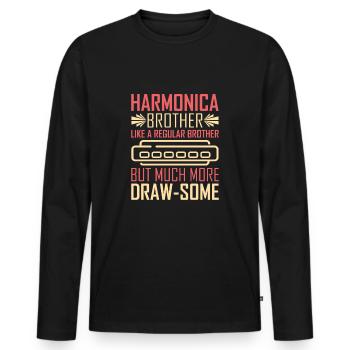 Mundharmonika Mundharmonikaspieler Bruder - Männer Premium Bio Langarmshirt - Schwarz - Vorne - Nico (187cm)